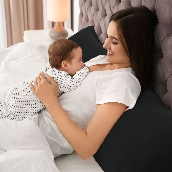 Pillowcase with Zipper Closure Soft Long Pillow Cases for Body Pillows Black - Picture 2 of 6